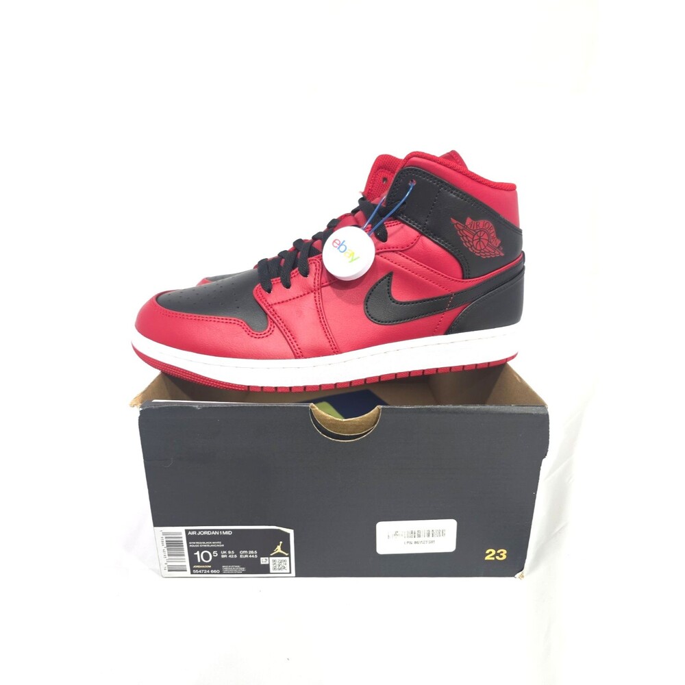 Nike Air Jordan 1 Mid Reverse Bred Gym Red Black 554724-660 Men’s Size 10.5 NEW